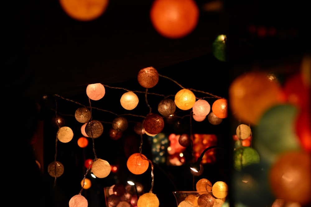 orange and yellow string lights