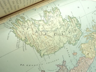 A map highlighting Northern Ireland with sales routes marked.