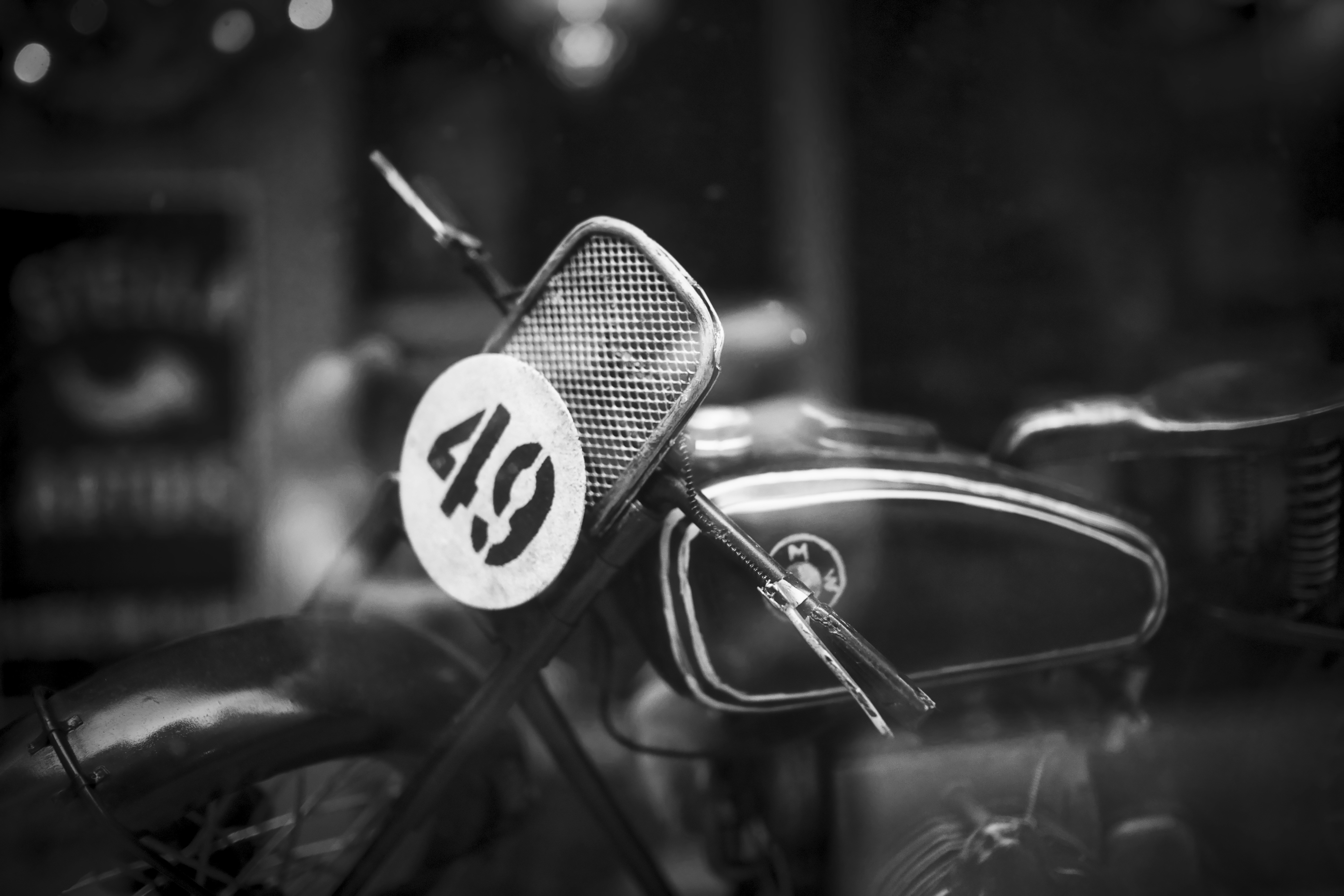 Black and white motorcycle shot