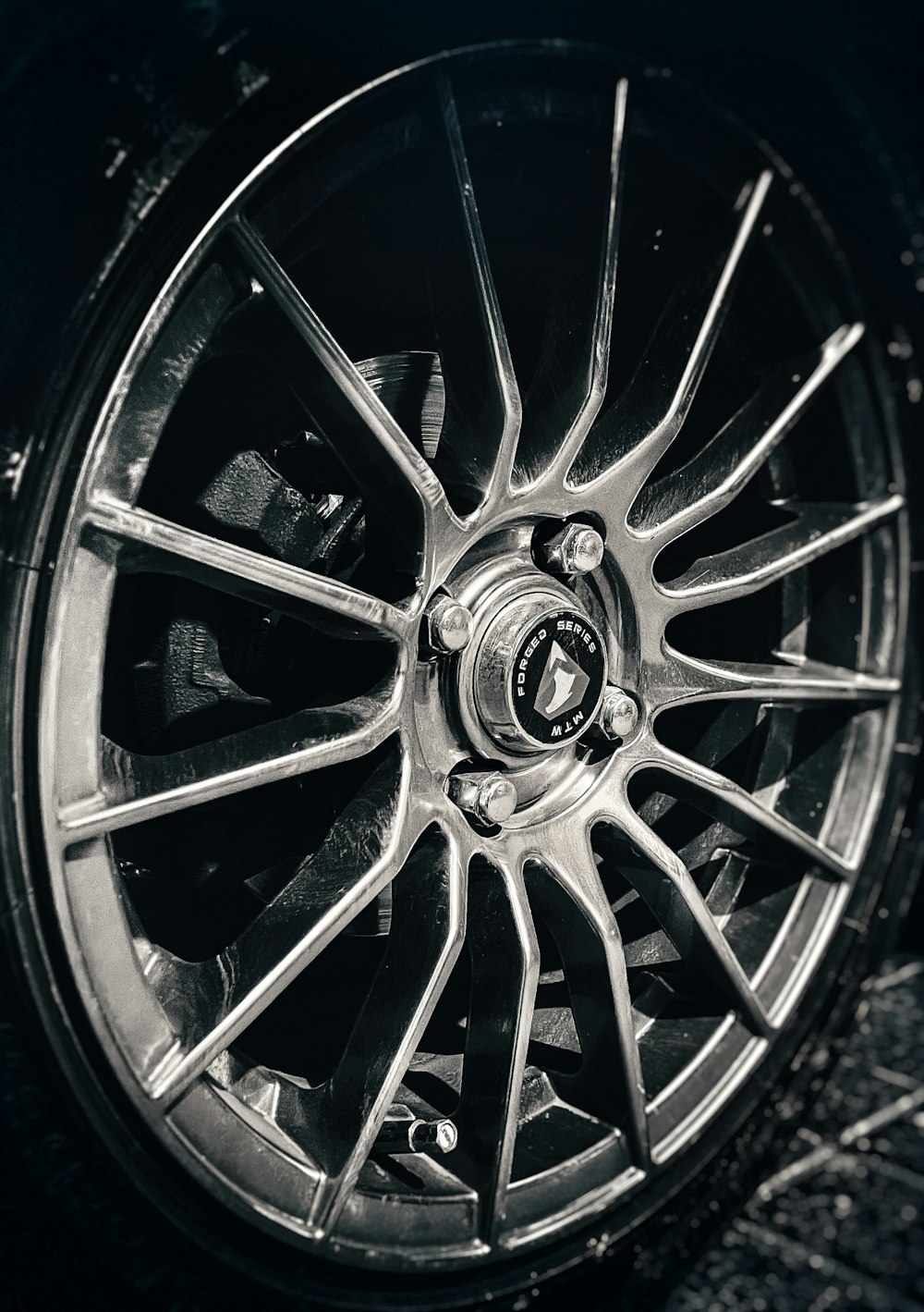 black and silver car wheel