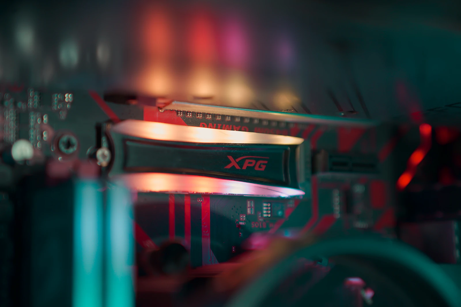 M.2 NVMe SSD installed on a computer motherboard next to the CPU socket