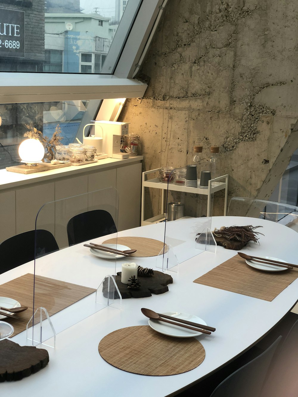 white ceramic plate on brown wooden table