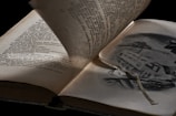 An open book with football-themed illustrations on its pages.