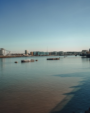 Waterway terminal with barges moving goods efficiently along a clean river