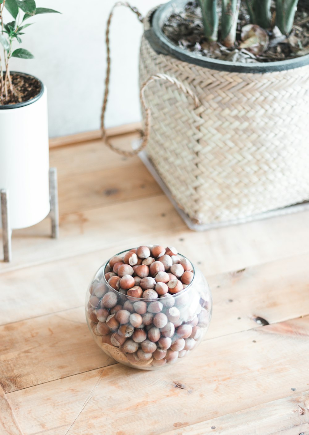 white round ceramic bowl on brown wooden table