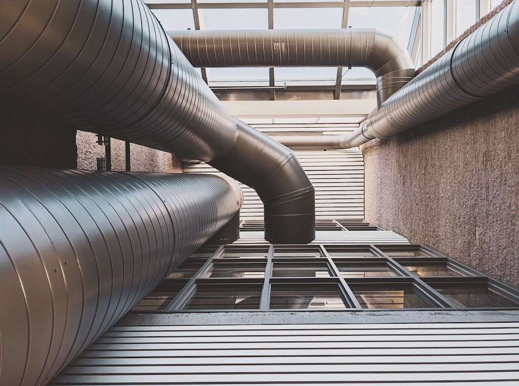 black and gray metal pipe Heating Ventilation and Air Conditioning (HCAV)