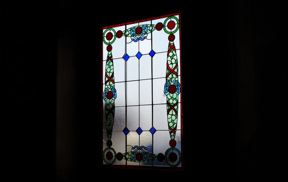 white and red floral window