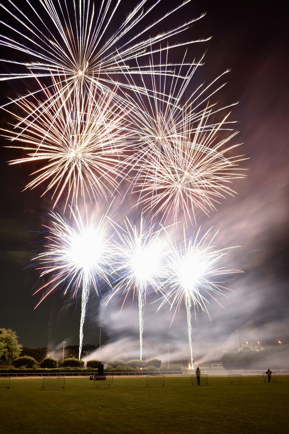 fireworks display over green trees during daytime