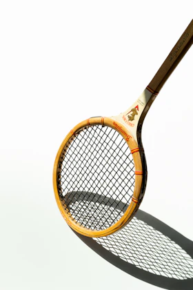 blue and white tennis racket