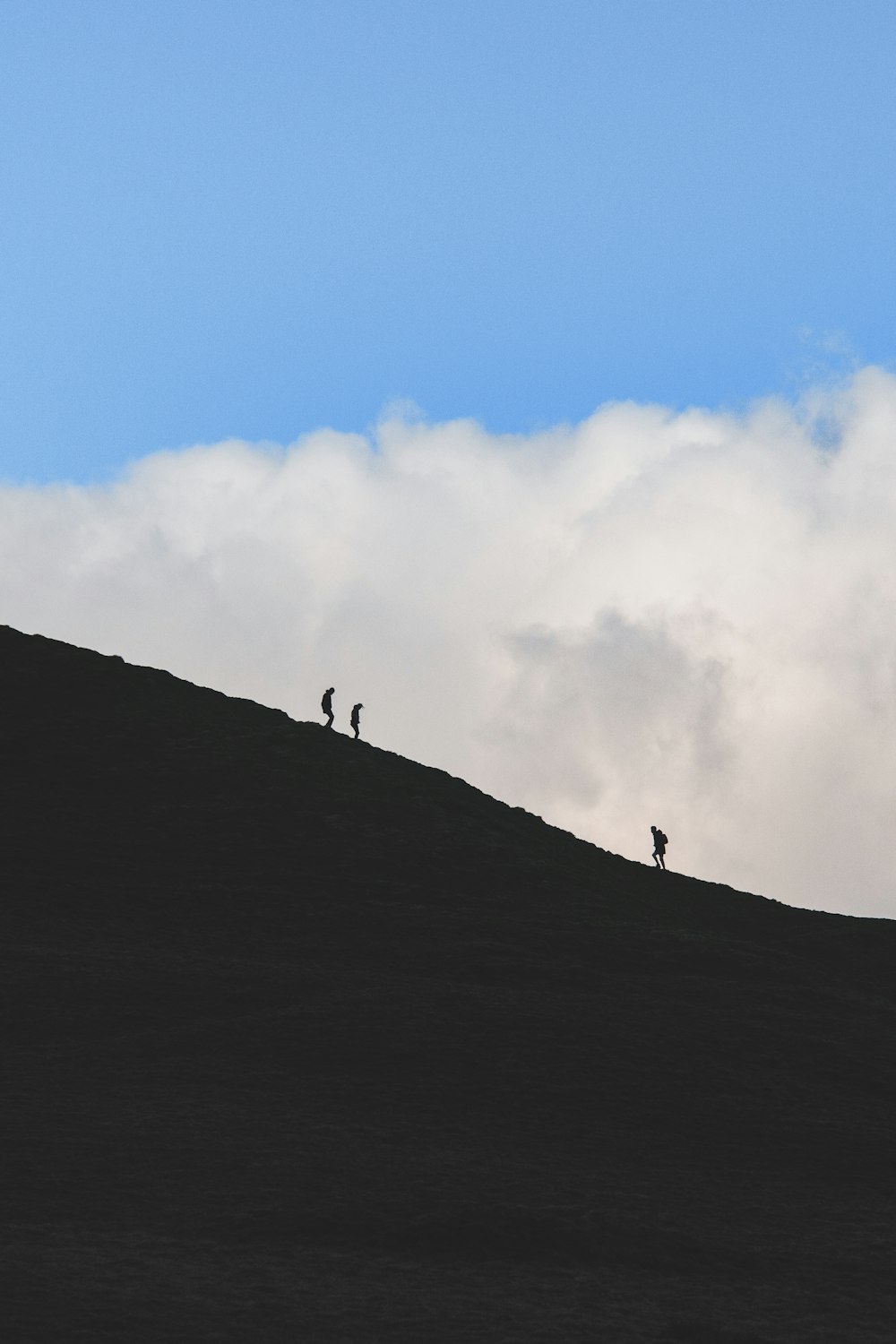 silhouette of people on top of mountain during daytime