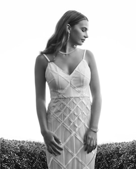 woman in spaghetti strap dress