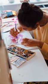 woman in yellow long sleeve shirt painting