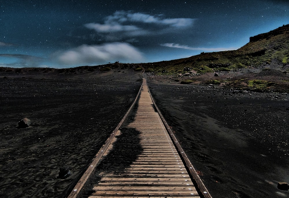 brown wooden bridge over the river