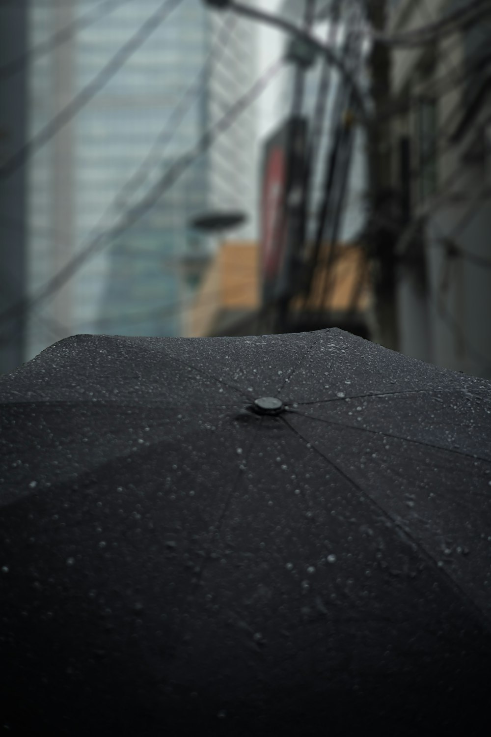 black umbrella on the street