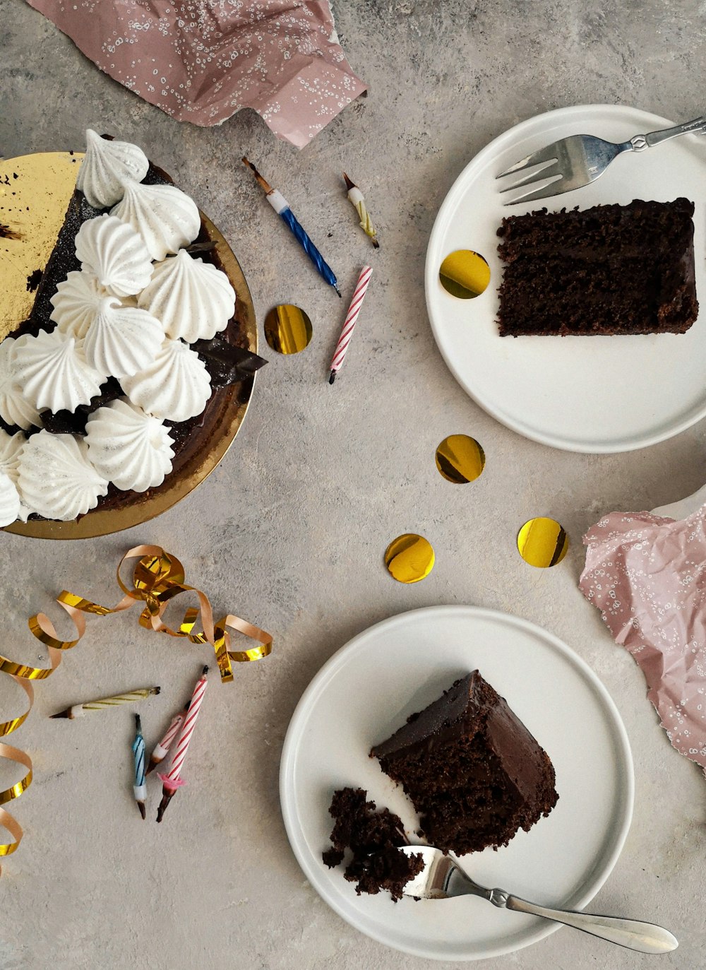 chocolate cake on white ceramic plate