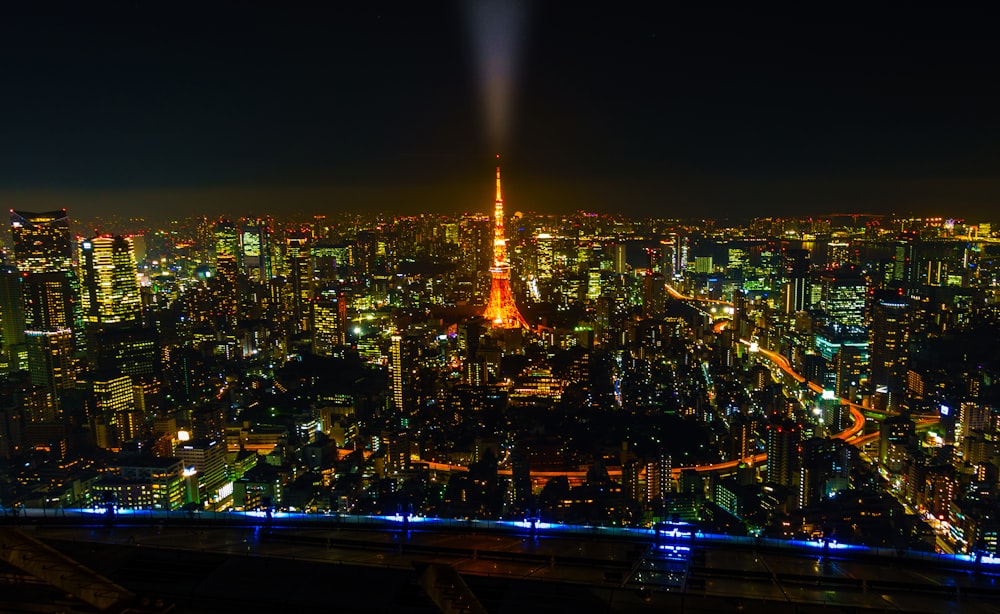 city lights during night time