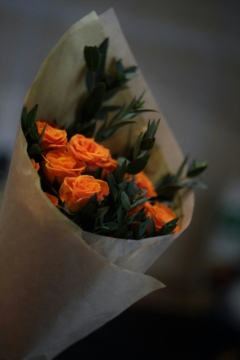 orange and green flower bouquet