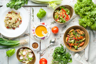 vegetable salad on white ceramic plate