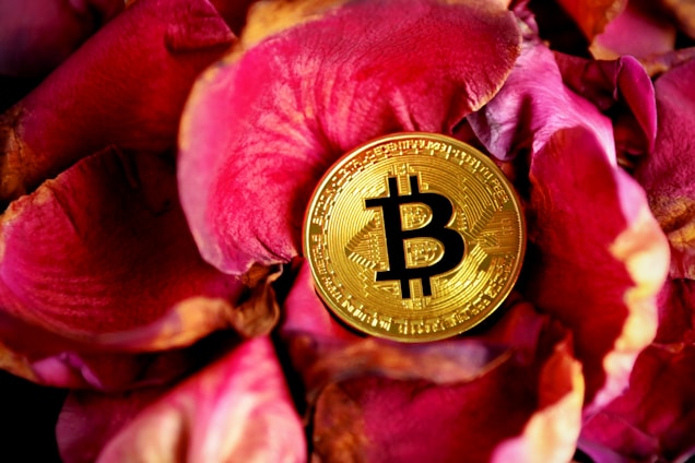 A dark, gothic-themed artwork featuring acrylic and gold leaf elements inspired by Bitcoin.