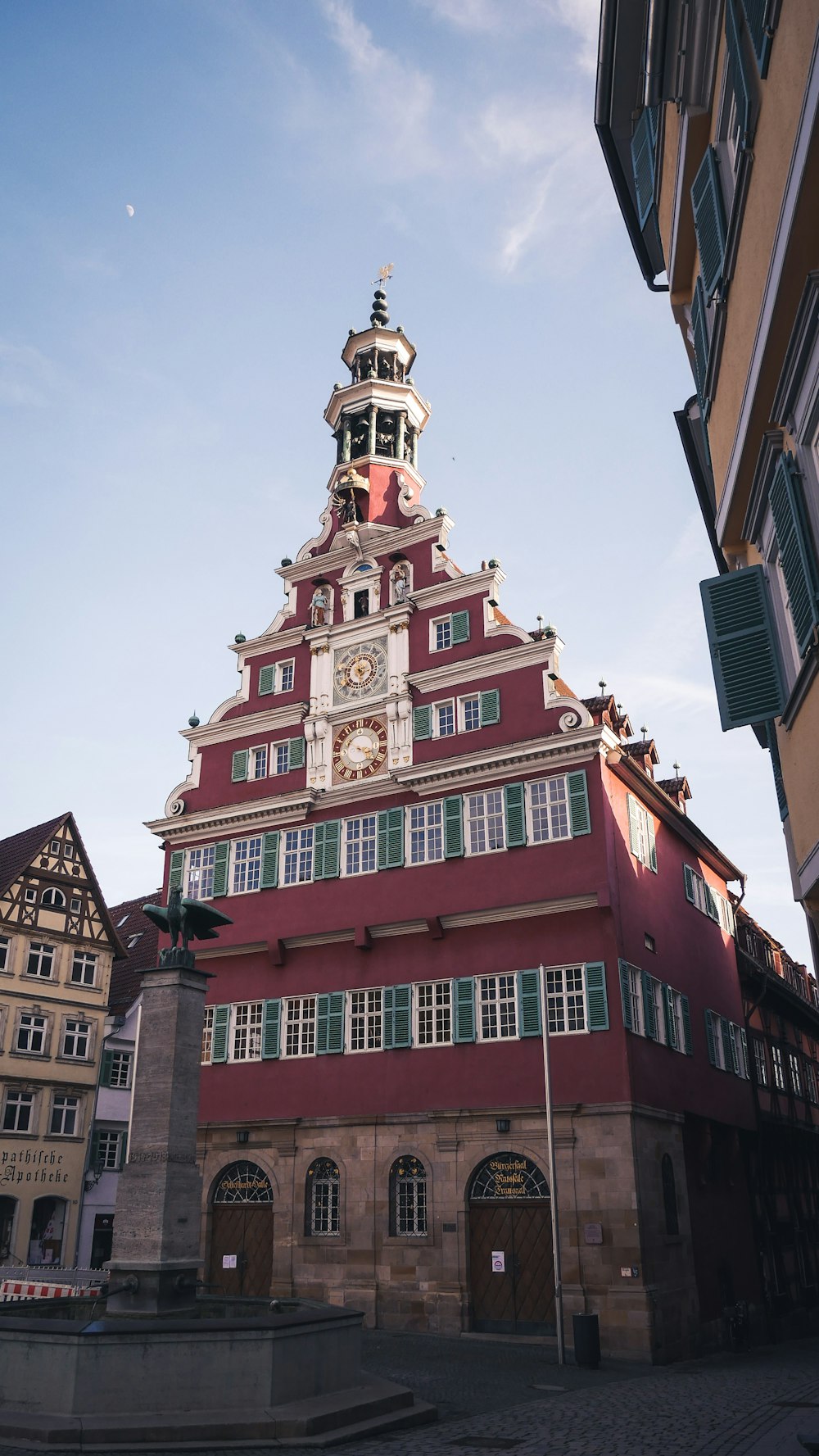 red and white concrete building