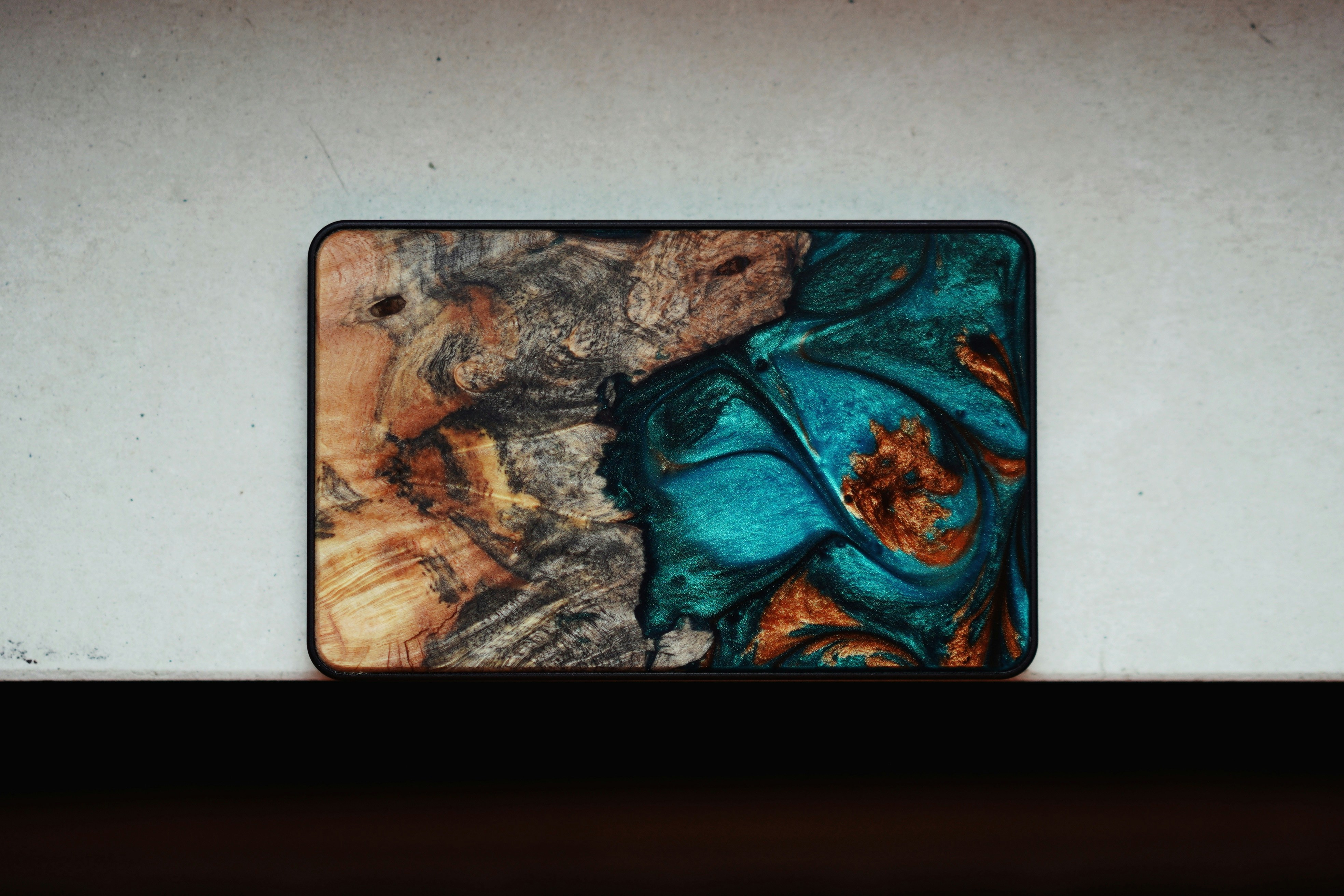 brown and blue abstract painting