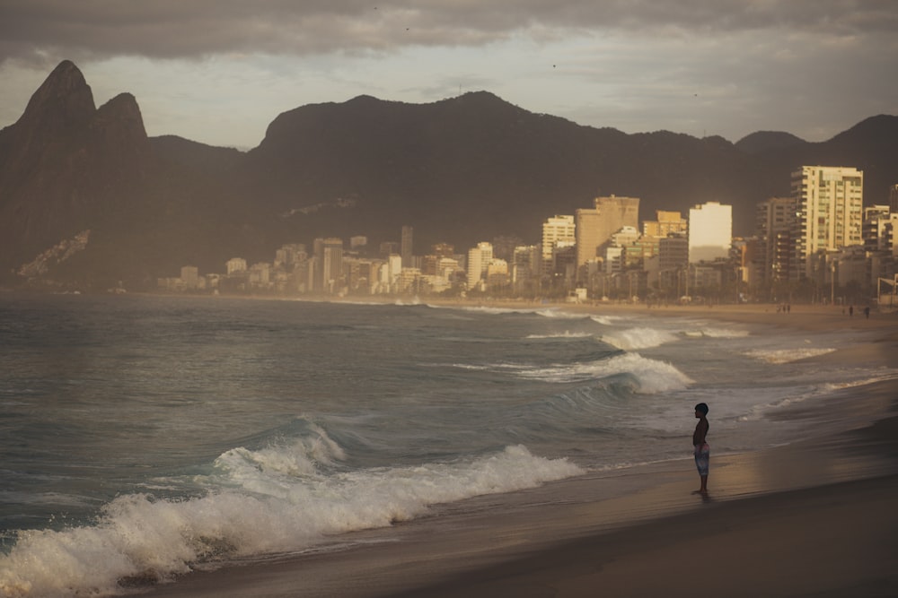 person standing on seashore during daytime