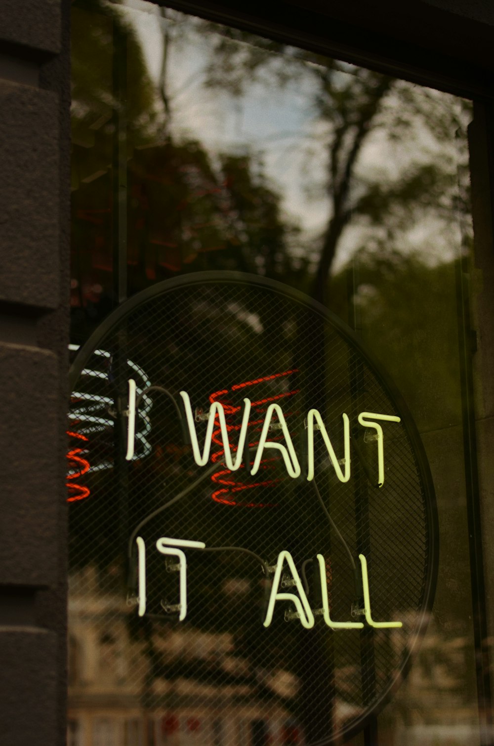 a close up of a sign in a window