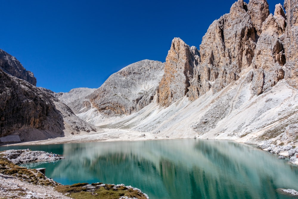 lake near snow covered mountain during daytime