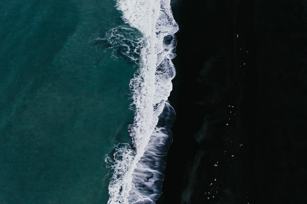 aerial view of ocean waves