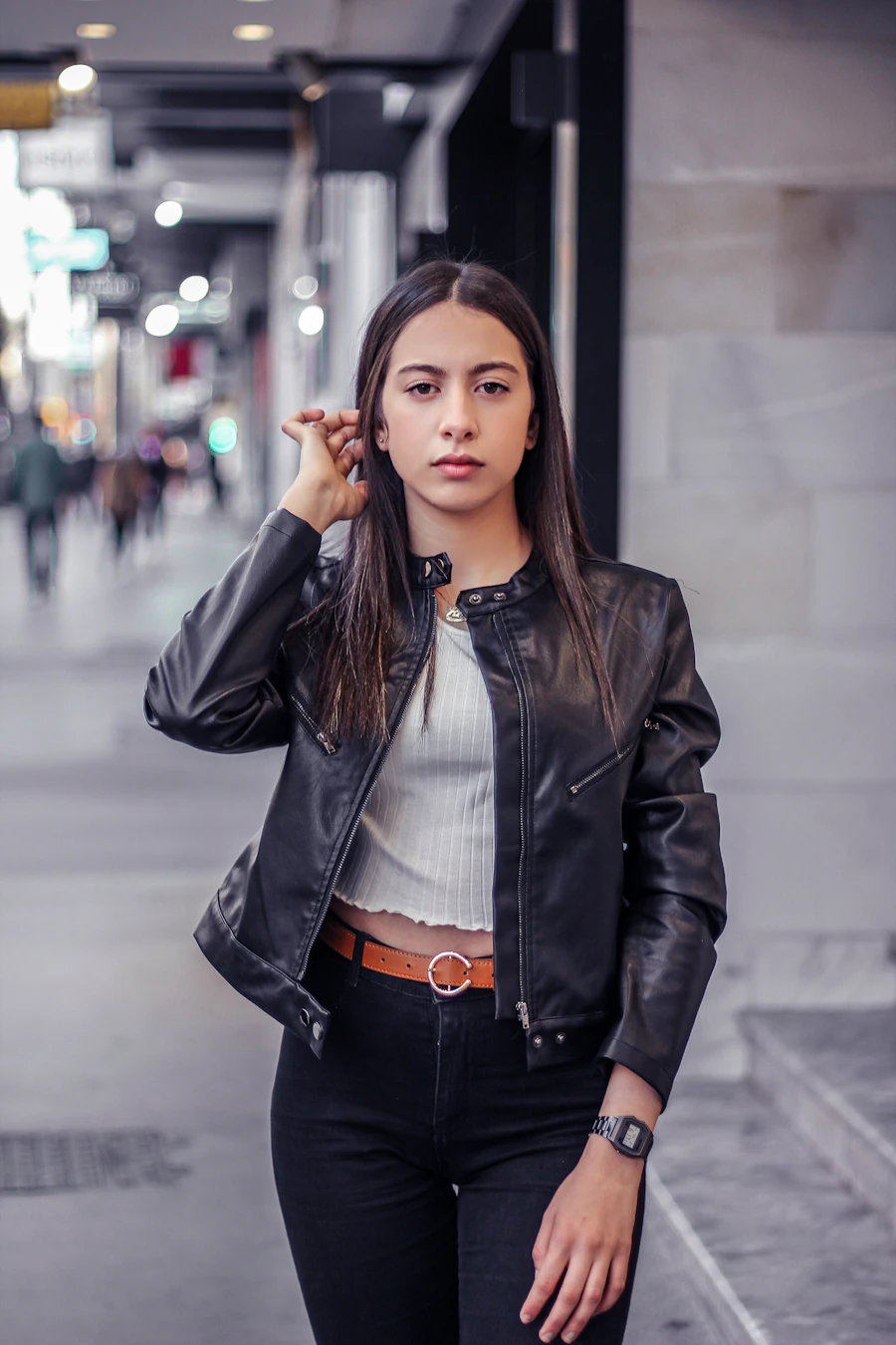 Chaqueta de cuero negra