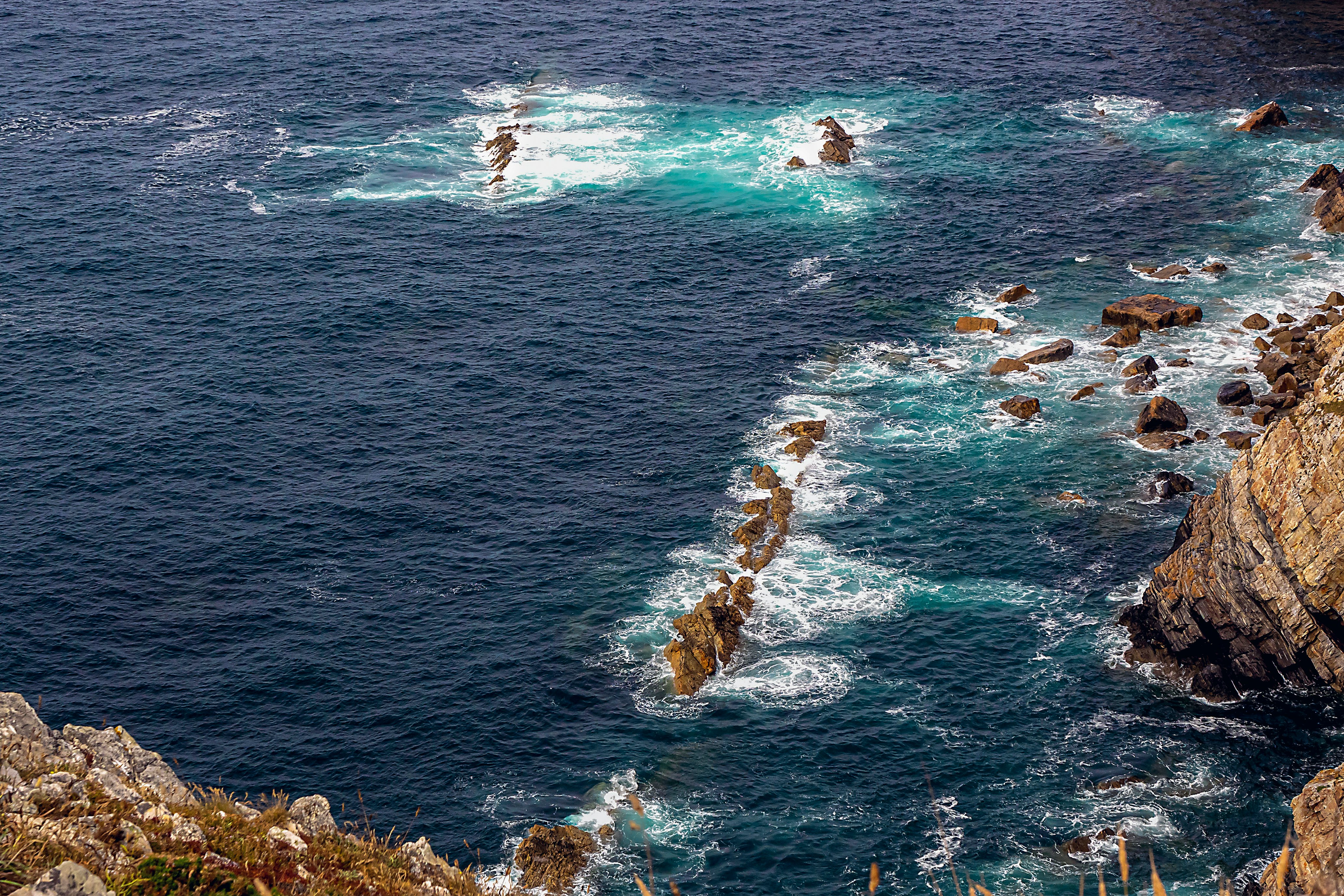 aerial view of ocean waves