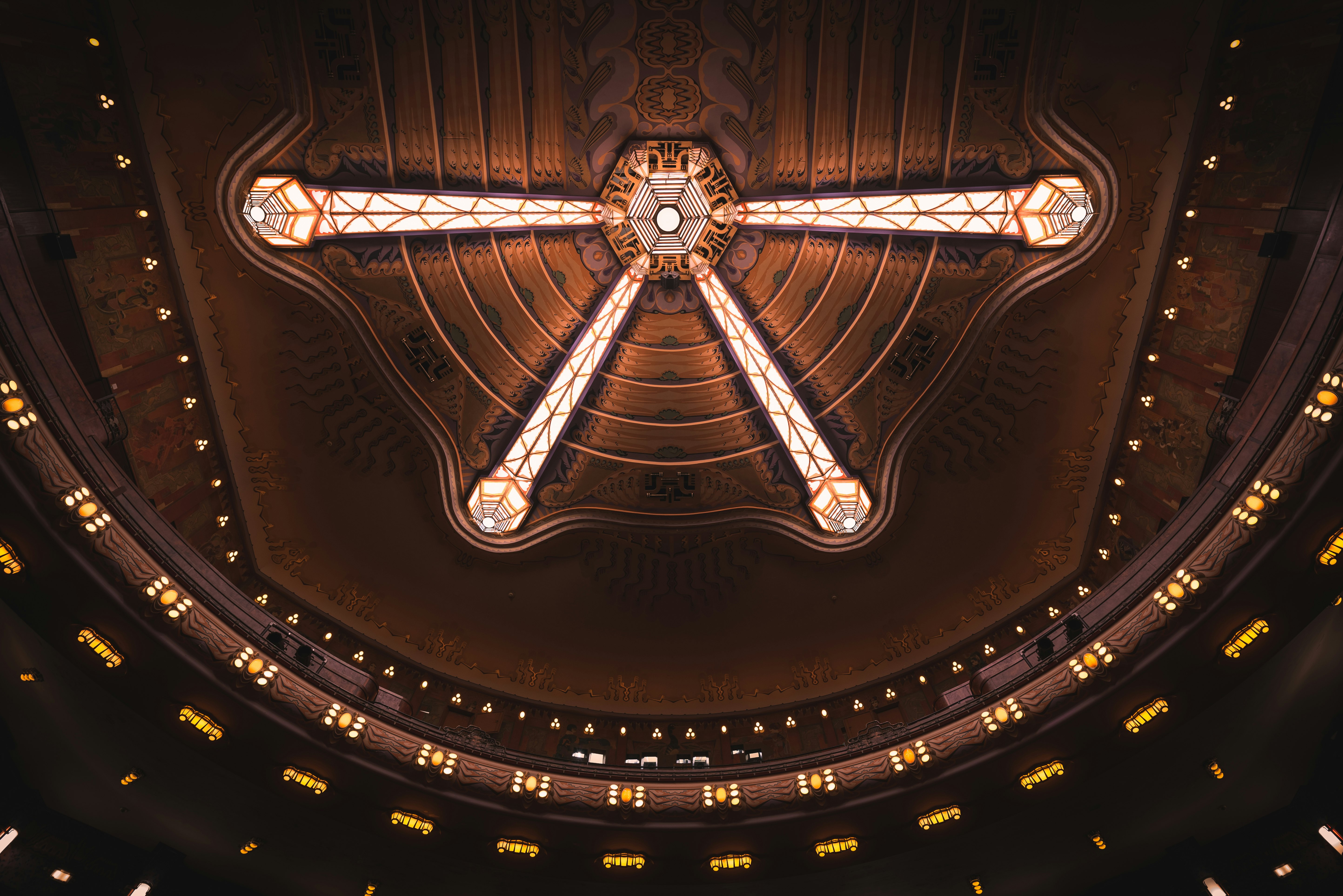 black and gold round ceiling