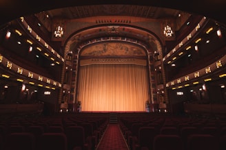 brown wooden chairs inside theater