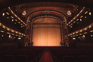 brown wooden chairs inside theater