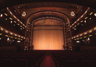 brown wooden chairs inside theater