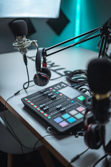 black and silver audio mixer