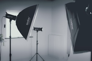 black and white camera tripod