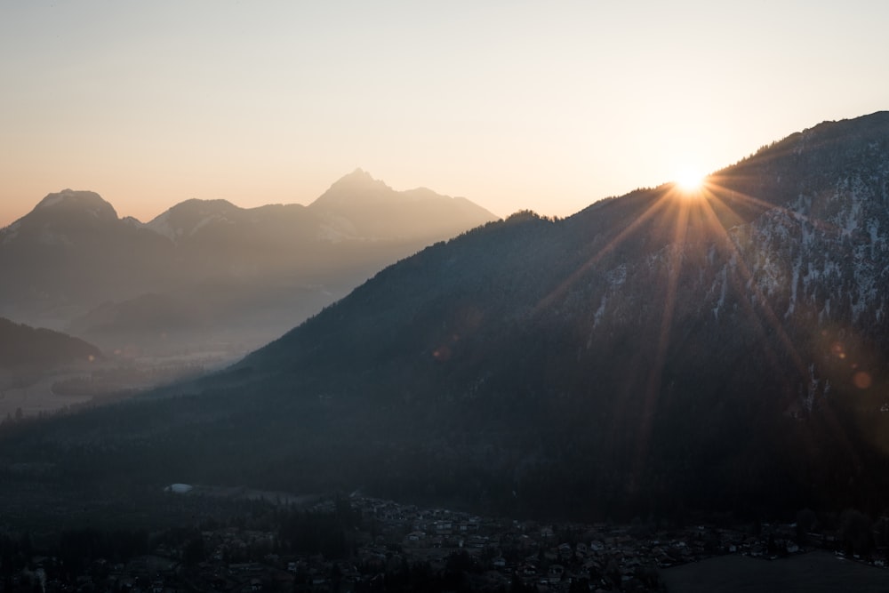 silhouette of mountain during sunrise