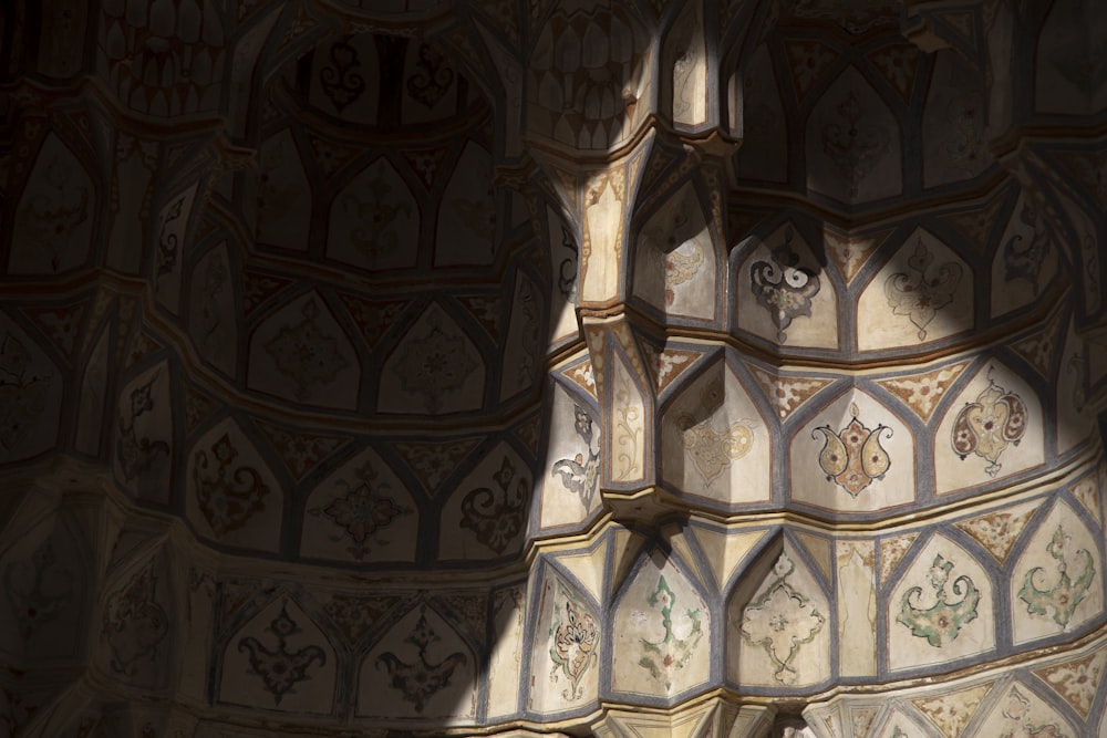 white and gold floral ceiling