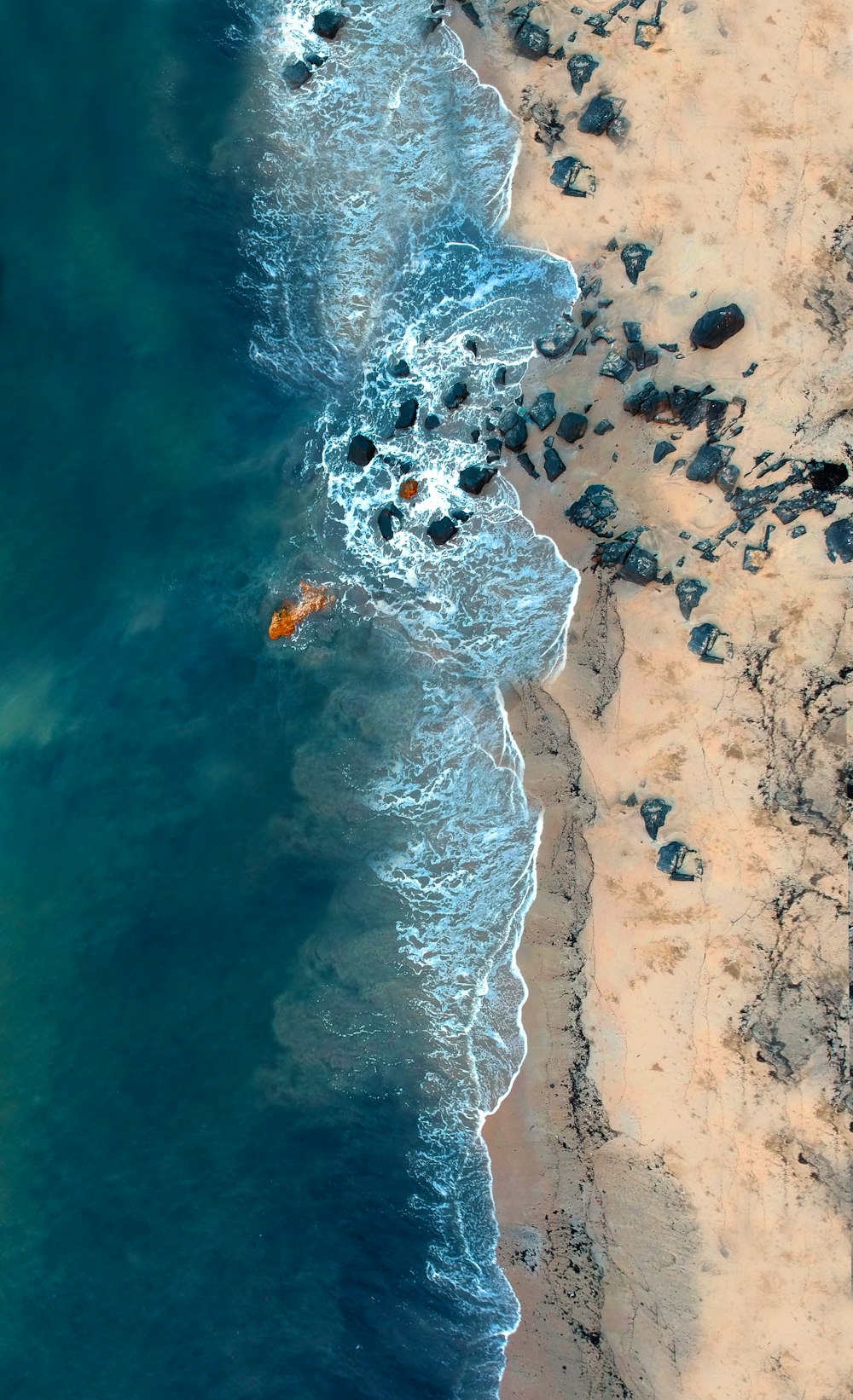 aerial view of ocean waves