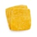Several slices of marbled cheese are arranged on a white background, showcasing a mix of yellow and white colors.