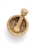 A wooden mortar filled with a variety of crushed spices, accompanied by a matching pestle resting inside. The spices are multi-colored, including shades of brown, yellow, and red, creating a visually appealing texture.