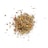 A close-up view of a mix of dried herbs and spices scattered on a white background. The mixture includes various seeds such as coriander and peppercorns, alongside coarse, shredded leaves and pieces of dried orange peel.