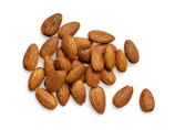 brown almond nuts on white background