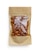 A brown paper bag with a transparent window displaying a collection of whole almonds. The packaging is simple and minimalistic, focusing on the natural appearance of the almonds inside.