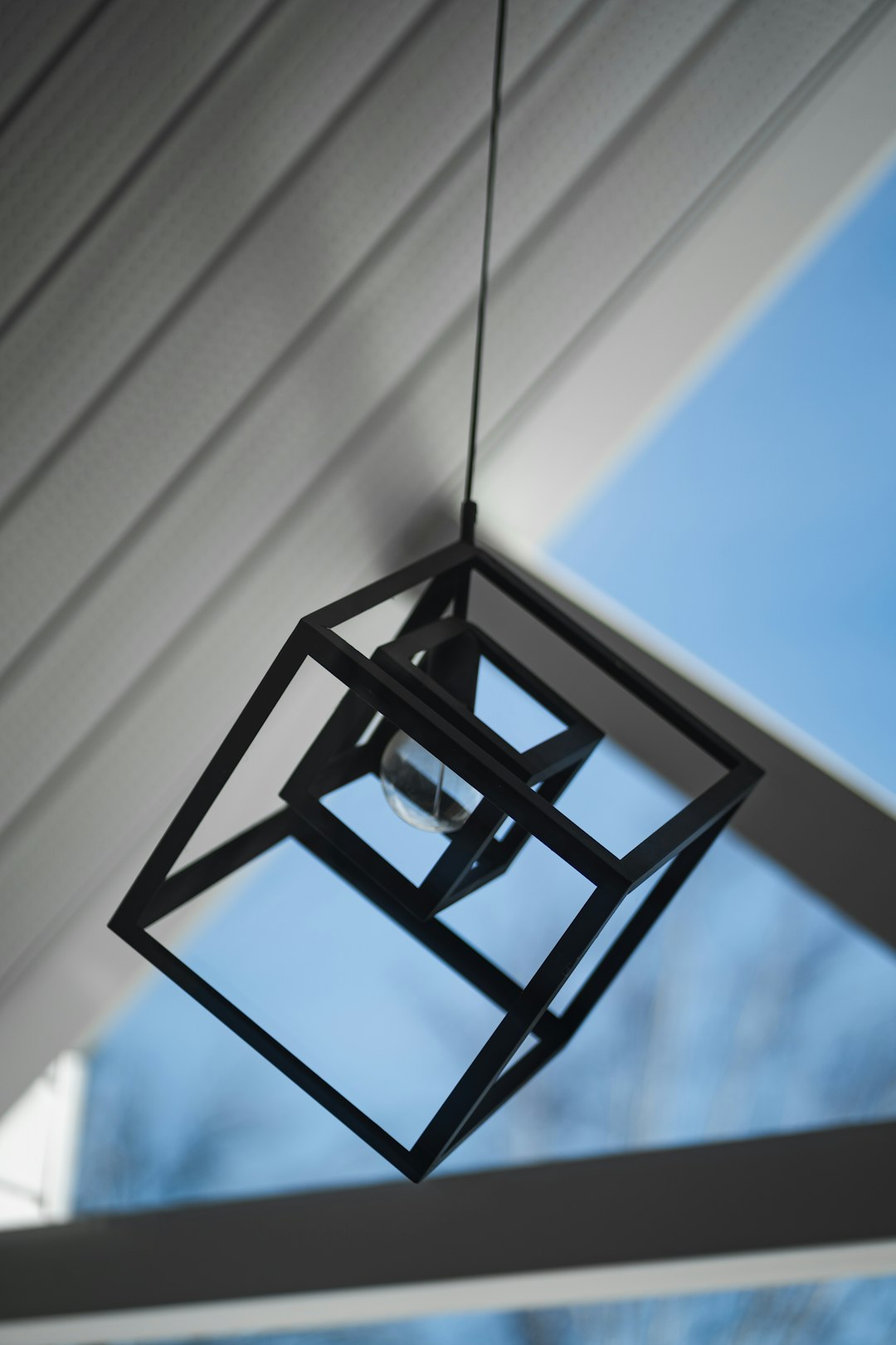 black framed glass pendant lamp