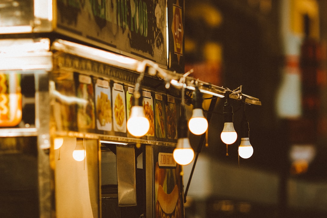 pendant lamps turned on during night time