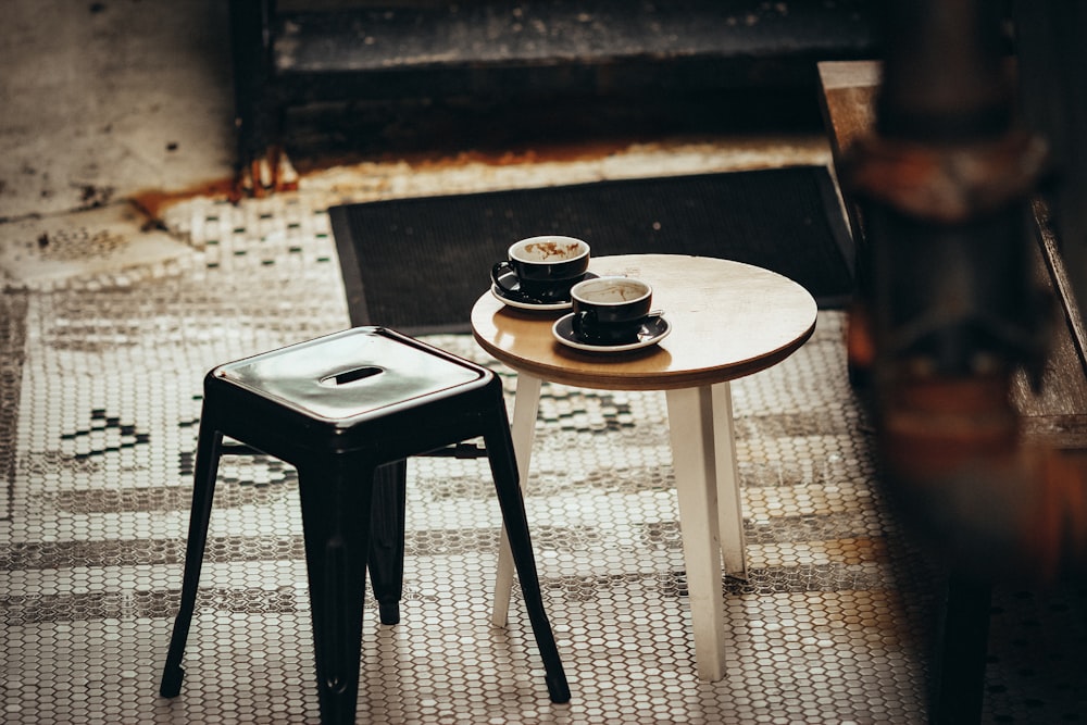 black and white wooden table