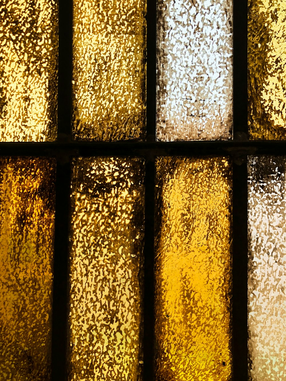 black and yellow glass window