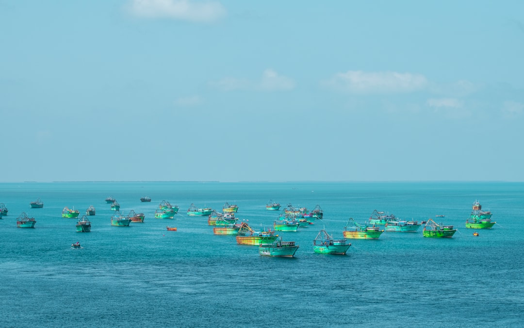 green and yellow boats on sea under blue sky during daytime
